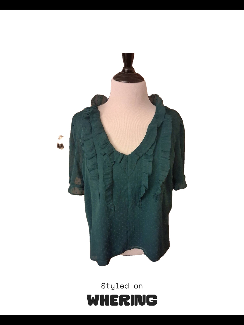 Women's Teal Ruffle V-Neck Blouse